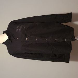 Mens 2 XL Harley Davidson Black Long Sleeve Button Up Shirt